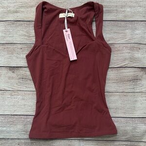 Qinsen Mauve Tank Top Fit and Comfort Top Sweetheart Neckline Size XS